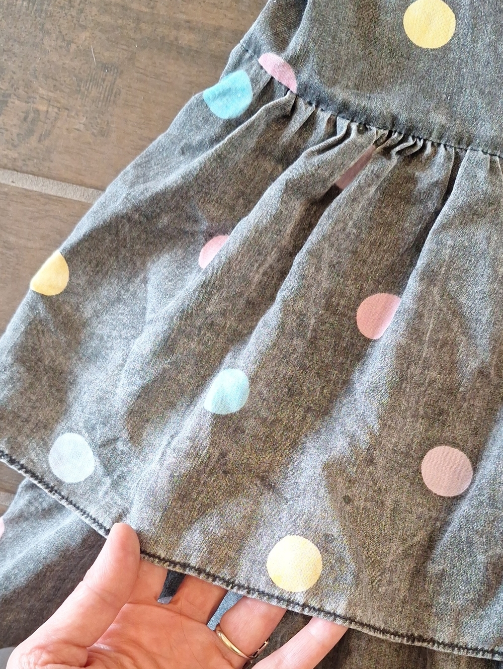 Vintage 80s Polka dot Tiered Party Dress by It's My Turn in Washed Black Size L - Picture 11 of 11